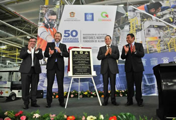 La empresa General Motors festeja su aniversario número cincuenta en territorio mexiquense con la inauguración de dos nuevas plantas en su complejo ubicado en la ciudad de Toluca.