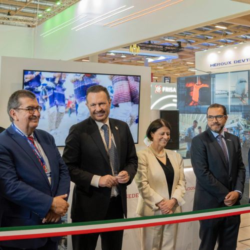 At the Paris Air Show in France, the governor, Mauricio Kuri González, participated in the inauguration of the Mexican Pavilion of the Mexican Federation of the Aerospace Industry (FEMIA).