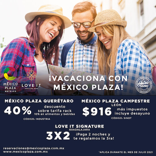 Hotel México Plaza Querétaro -  40% de descuento sobre tarifa rack, 10% en alimentos y bebidas CODIGO: INDUSTRIA. * Aplica durante el mes de Julio 21