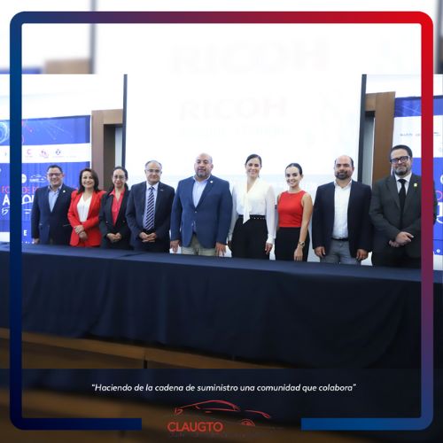 Directivos del Clúster Automotriz de Guanajuato y directivos de grandes compañías anuncian la próxima edición del Foro de Proveeduría Automotriz Guanajuato 2023.