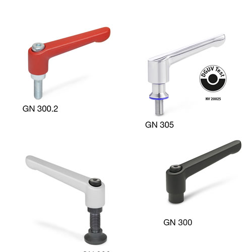 Las variantes en acero inoxidable GN 300.5 (granallado mate) y GN 300.6 (electropulidas) están previstas para aplicaciones en ambientes corrosivos.