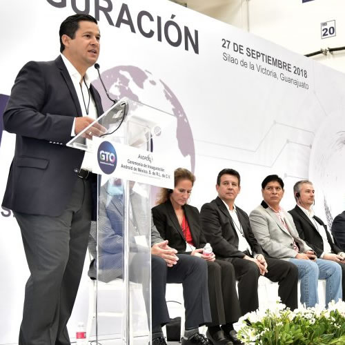 El gobernador de Guanajuato, encabezó la inauguración de la de la compañía Android de México en el Parque Industrial Cerritos.