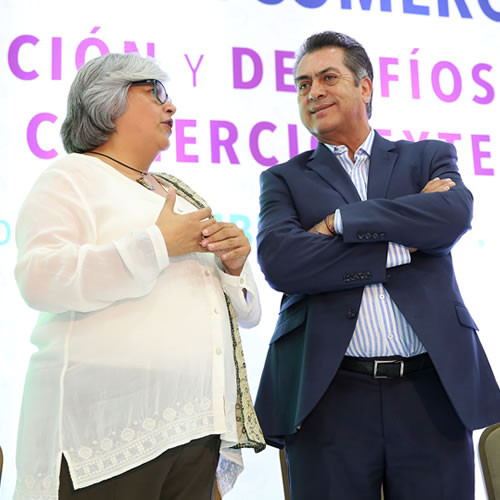La secretaria de gobernación, Graciela Márquez Colín visitó Monterrey para el evento del Consejo Mexicano de Comercio Exterior (Comce).