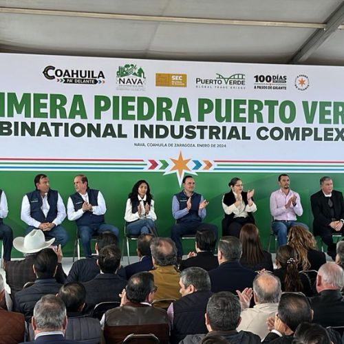 Colocan primera piedra de Parque Industrial Puerto Verde, en el municipio de Nava.