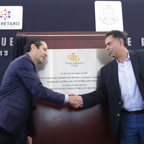 El gobernador Francisco Domínguez encabezó la ceremonia de ampliación del Parque Industrial PyME.