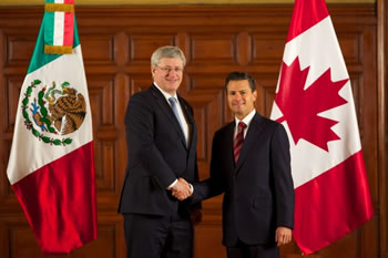 ›› El Presidente de México Enrique Peña Nieto y el Primer Ministro de Canadá Stephen Harper.