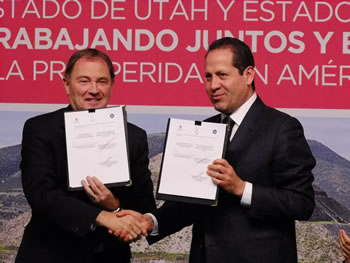 Eruviel Ávila Villegas  y Gary Herbert, en representación de sus dirigentes en Estado de México y el Estado de Utah.